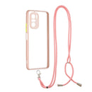 For Xiaomi Redmi K40 / K40 Pro Transparent PC+TPU Phone Case with Contrast Color Button & Neck Lanyard(Pink)