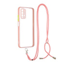 For Xiaomi Redmi 9T Transparent PC+TPU Phone Case with Contrast Color Button & Neck Lanyard(Pink)
