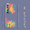 For Xiaomi Mi 10 Ultra Cube Painted Smiley Straight Side Liquid Silicone Shockproof Case with Hand Strap(Grey)