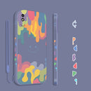 For Xiaomi Redmi 9A Cube Painted Smiley Straight Side Liquid Silicone Shockproof Case with Hand Strap(Grey)