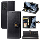 For Meizu 18 Solid Color Leather Buckle Phone Case with Lanyard & Photo Frame & Card Slot & Wallet & Stand Function(Black)