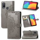 For Alcatel 1L 2021 Mandala Flower Embossed Horizontal Flip Leather Case with Holder & Three Card Slots & Wallet & Lanyard(Gray)