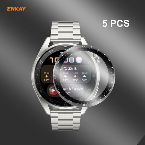 5 PCS For Huawei WATCH 3 Pro 48mm ENKAY Hat-Prince 3D Full Coverage Soft PC Edge + PMMA HD Screen Protector Film