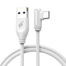 ENKAY Hat-Prince ENK-CB109 5A USB to USB-C / Type-C 90 Degree Elbow Silicone Data Sync Fast Charging Cable, Cable Length:0.5m(White)