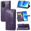 For OPPO Reno6 Pro 5G Mandala Flower Embossed Horizontal Flip Leather Case with Holder & Three Card Slots & Wallet & Lanyard(Purple)