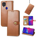 For ZTE Axon 11 SE 5G Solid Color Leather Buckle Phone Case with Lanyard & Photo Frame & Card Slot & Wallet & Stand Function(Brown)