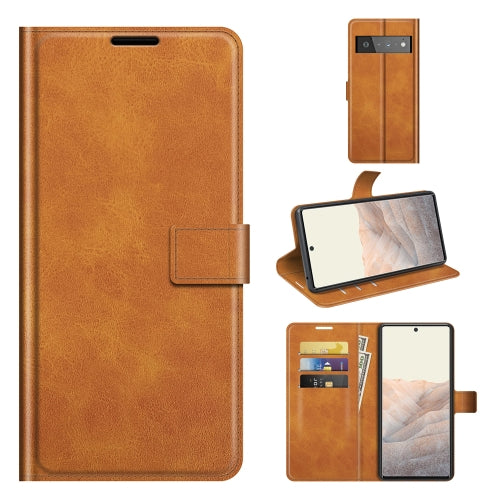 Retro Calf Pattern Buckle Horizontal Flip Leather Case with Holder & Card Slots & Wallet For Google Pixel 6 Pro(Yellow)