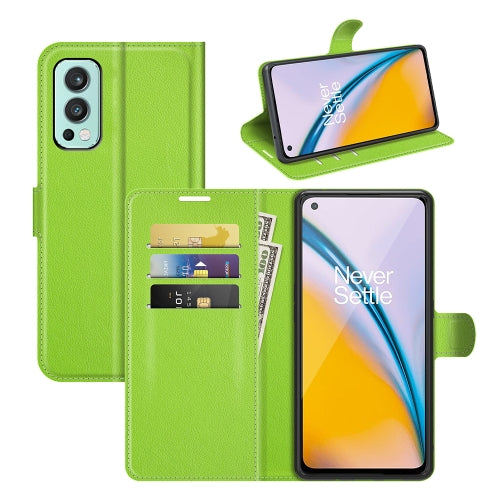 For OnePlus Nord 2 5G Litchi Texture Horizontal Flip Protective Case with Holder & Card Slots & Wallet(Green)