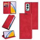 For OnePlus Nord 2 5G Retro-skin Business Magnetic Suction Leather Case with Holder & Card Slots & Wallet(Red)