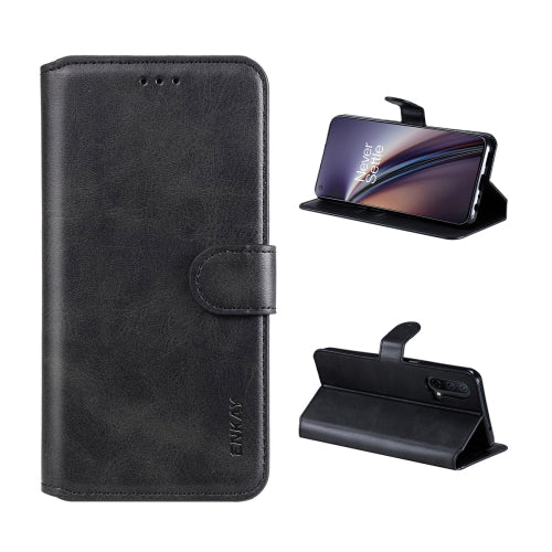 For OnePlus Nord CE 5G ENKAY Hat-Prince Horizontal Flip PU Leather Case with Holder & Card Slots & Wallet(Black)
