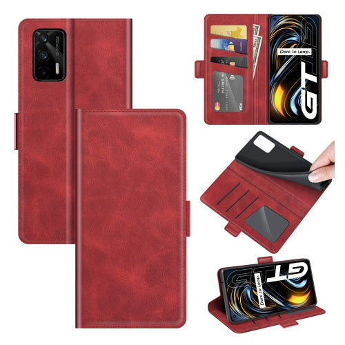 For OPPO Realme GT 5G / Realme Q3 Pro 5G Dual-side Magnetic Buckle Horizontal Flip Leather Case with Holder & Card Slots & Wallet(Red)
