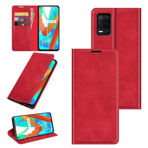 For OPPO Realme V13 5G / Realme 8 5G / Q3i 5G / Q3 5G Retro-skin Business Magnetic Suction Leather Case with Holder & Card Slots & Wallet(Red)