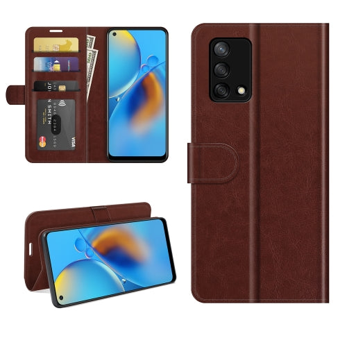 For OPPO F19 / A74 4G R64 Texture Single Horizontal Flip Protective Case with Holder & Card Slots & Wallet& Photo Frame(Brown)
