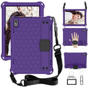For Lenovo Tab 4 10 TB-X304F/N Honeycomb Design EVA + PC Material Four Corner Anti Falling Flat Protective Shell with Strap(Purple+Black)