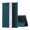 For Samsung Galaxy S20 Ultra Side Electroplated Magnetic Ultra-Thin Horizontal Flip Leather Case with Holder(Green)