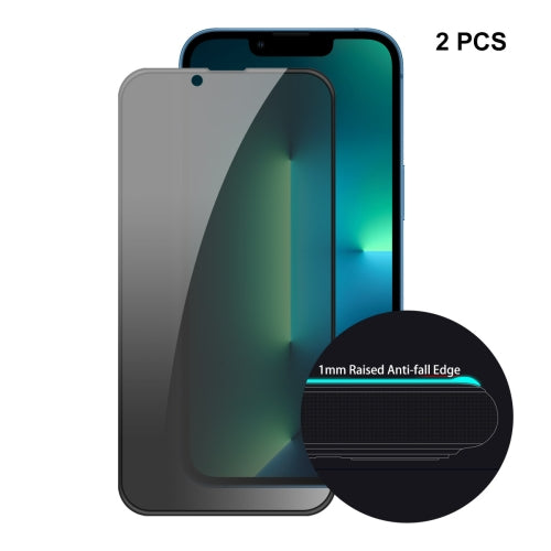 2 PCS ENKAY Hat-Prince Full Coverage Anti-drop Privacy Screen Protector Anti-spy Tempered Glass Film For iPhone 13 / 13 Pro