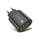 PD002 PD20W + QC3.0 USB + 2 x USB2.0 Multi Port Phone Tablet Fast Charger, EU Plug(Black)