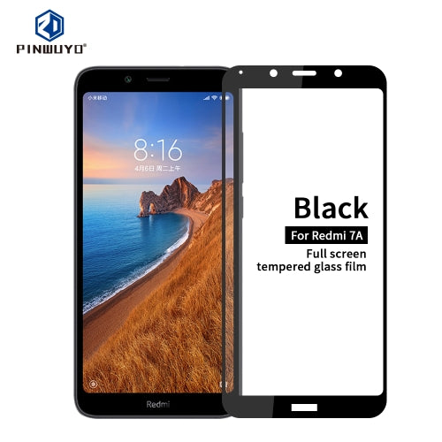 PINWUYO 9H 2.5D Full Glue Tempered Glass Film for Xiaomi Redmi 7A(black)