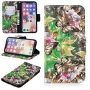 3D Colored Drawing Pattern Horizontal Flip Leather Case for iPhone X & XS, with Holder & Card Slots & Wallet(Green Butterfly)
