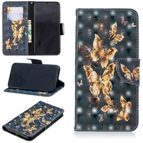 3D Colored Drawing Pattern Horizontal Flip Leather Case for Xiaomi Redmi 6 / 6A, with Holder & Card Slots & Wallet(Black Background Butterfly)