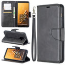 Retro Lambskin Texture Pure Color Horizontal Flip PU Leather Case for Galaxy A8 Plus 2018, with Holder & Card Slots & Wallet & Lanyard(Black)