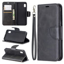 Retro Lambskin Texture Pure Color Horizontal Flip PU Leather Case for Galaxy A10E, with Holder & Card Slots & Wallet & Lanyard(Black)