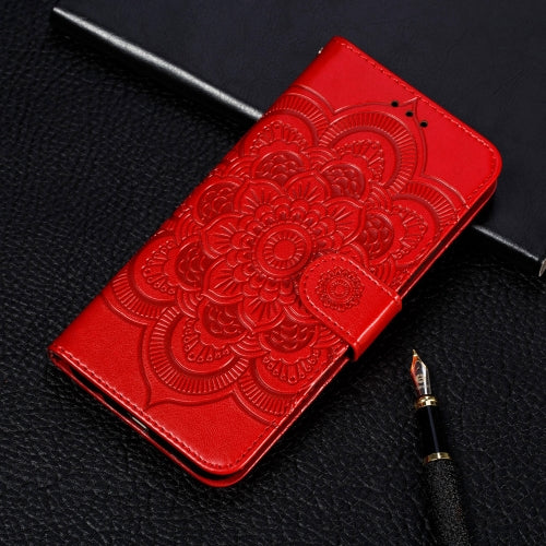 Mandala Embossing Pattern Horizontal Flip Leather Case for iPhone 11 Pro Max, with Holder & Card Slots & Wallet & Photo Frame & Lanyard(Red)