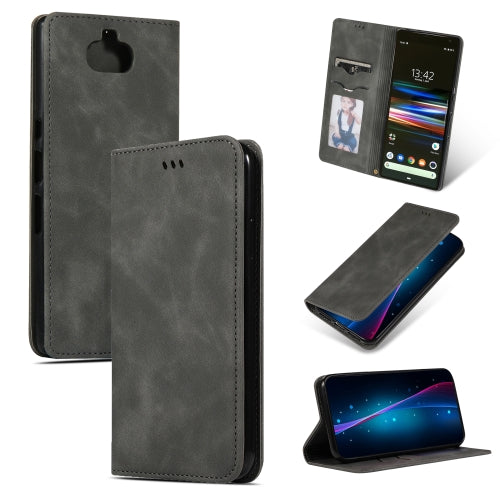 Retro Skin Feel Business Magnetic Horizontal Flip Leather Case for Sony Xperia 10 & Sony Xperia XA3(Dark Gray)