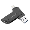 Richwell DXZ66 USB Flash Disk 16G 3 in 1 Micro USB + 8 Pin + USB 3.0 Compatible IPhone & IOS(Black)