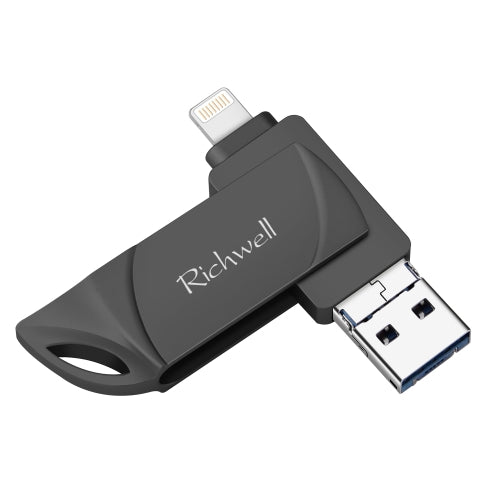 Richwell DXZ66 USB Flash Disk 16G 3 in 1 Micro USB + 8 Pin + USB 3.0 Compatible IPhone & IOS(Black)