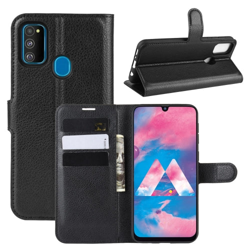 For Galaxy M30s Wallet Stand Leather Cell Phone Case with Wallet & Holder & Card Slots(Black)
