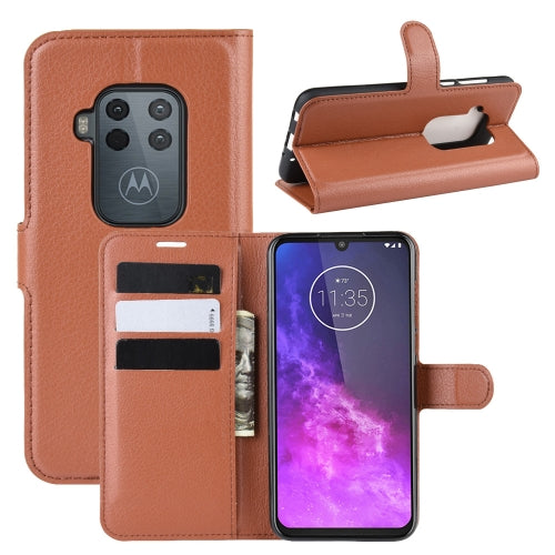 For Motorola One Zoom Litchi Texture Horizontal Flip Leather Case with Wallet & Holder & Card Slots(Brown)