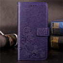 For Huawei Mate 30 Pro Lucky Clover Pressed Flowers Pattern Leather Case with Holder & Card Slots & Wallet & Hand Strap(Purple)