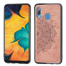 For Galaxy A30 & A20 Embossed Mandala Pattern PC + TPU + Fabric Phone Case with Lanyard & Magnetic(Rose Gold)