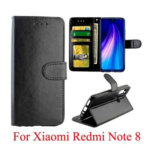 For Xiaomi Redmi Note 8 Crazy Horse Texture Horizontal Flip Leather Case with Holder & Card Slots & Wallet & Photo Frame(Black)