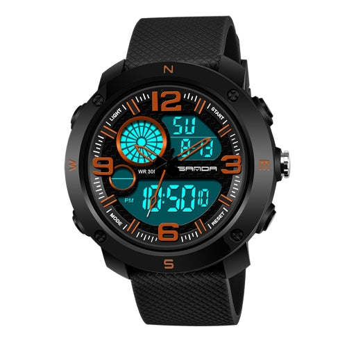 SANDA 762 Watch Men Watch Students Men Watch Fashion Trend Youth Waterproof Night light Sports Men(Orange)