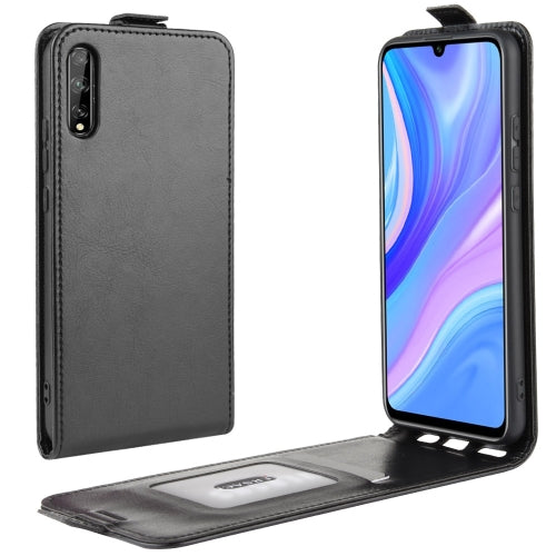 For Huawei Enjoy 10 Crazy Horse Vertical Flip Leather Protective Case(Black)