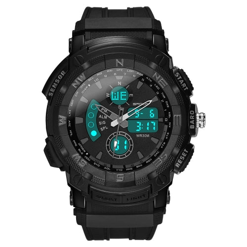 SANDA 775 Watch Male Electronic Watch Adult Middle School Students Youth Multi Functional Sports Water Proof Trend Double Watch(Black)