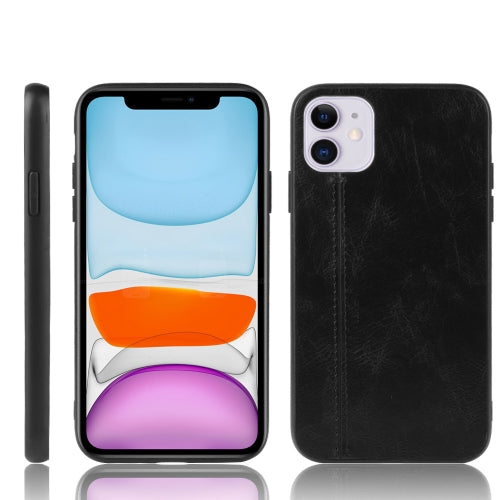 For iPhone 11 Shockproof Sewing Cow Pattern Skin PC + PU + TPU Case(Black)