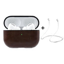 ENKAY Hat-Prince for Apple AirPods Pro Wireless Earphone PU Leather Protective Case with Anti-lost Rope(Dark Brown)