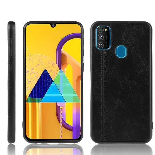 For Galaxy M30s Shockproof Sewing Cow Pattern Skin PC + PU + TPU Case(Black)