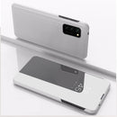 For Galaxy M80S Plated Mirror Horizontal Flip Leather with Stand Mobile Phone Holster(Silver)