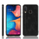 For Galaxy A20e Shockproof Sewing Cow Pattern Skin PC + PU + TPU Case(Black)