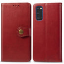For Galaxy S20 Retro Solid Color Leather Buckle Mobile Phone Protection Leather Case with Photo Frame & Card Slot & Wallet & Bracket Function(Red)