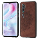 For Xiaomi Mi Note10 Pro / Note10 Embossed Mandala Pattern PC + TPU + Fabric Phone Case with Lanyard & Magnetic(Brown)