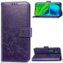 For Xiaomi Mi Note10 Pro Lucky Clover Pressed Flowers Pattern Leather Case with Holder & Card Slots & Wallet & Hand Strap(Purple)