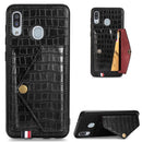 For Galaxy A30 / A20 Crocodile Pattern PU+TPU+PVC Shatter-resistant Mobile Phone Case with Magnetic Invisible Holder & Holder & Card Slots(Black)