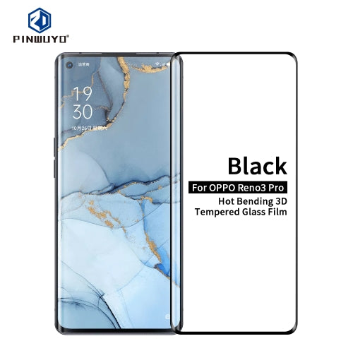 For OPPO Reno3 Pro PINWUYO 9H 3D Hot Bending Tempered Glass Film(Black)