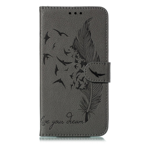 For Galaxy S20 Ultra Litchi Texture Feather Embossing Horizontal Flip PU Leather Case with Holder & Card Slots & Wallet & Photo Frame & Lanyard(Grey)