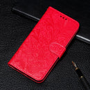 For Huawei P40 Lace Flower Embossing Pattern Horizontal Flip Leather Case with Holder & Card Slots & Wallet & Photo Frame & Lanyard(Red)